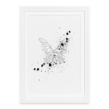Papillon Blanc - Affiche encadrée (27 × 37 cm) - blanc - Devant