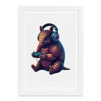 Armadillo Games Animal Video Games Funny - Framed poster (27 × 37 cm) - white - Front