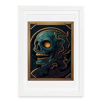 Glass Window Skull - Framed poster (27 × 37 cm) - white - Front