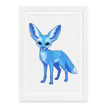 Blue Geometry Fox - Framed poster (27 × 37 cm) - white - Front