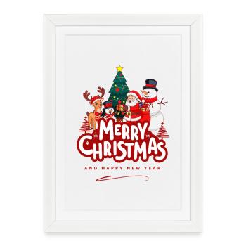 Joyeux Noël | Vêtements et cadeaux festifs - Affiche encadrée (27 × 37 cm) - blanc - Devant