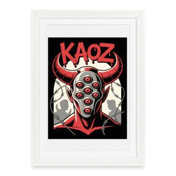 KAOZ Démon aux yeux - Affiche encadrée (27 × 37 cm) - blanc - Devant