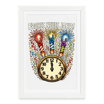 Happy New Year Rock N Roll Gift 2025 - Framed poster (27 × 37 cm) - white - Front