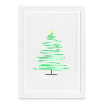 Sapin de Noël Green Doodle - Affiche encadrée (27 × 37 cm) - blanc - Devant