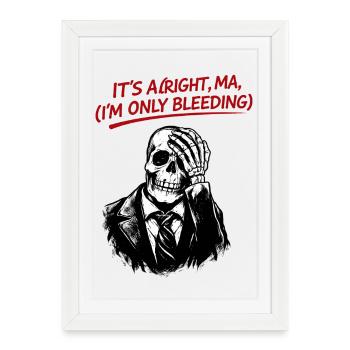 Squelette en costume avec texte rouge - Affiche encadrée (27 × 37 cm) - blanc - Devant