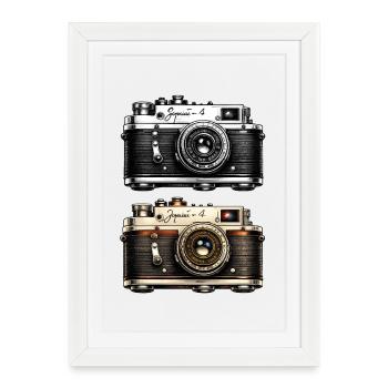 Twin Vintage Camera Duo - Framed poster (27 × 37 cm) - white - Front