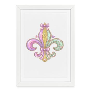 Fleurs pailletés pastel - Affiche encadrée (27 × 37 cm) - blanc - Devant