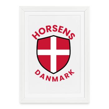 Horsens Shield with Dannebrog - Framed poster (27 × 37 cm) - white - Front