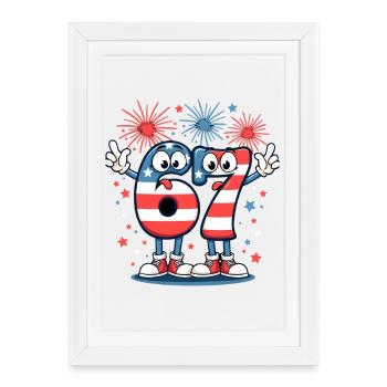 US Flag 67 Memes Six Seven - Framed poster (27 × 37 cm) - white - Front