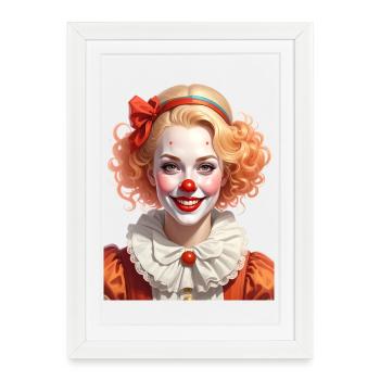Illustration d’une femme déguisée en clown - Affiche encadrée (27 × 37 cm) - blanc - Devant