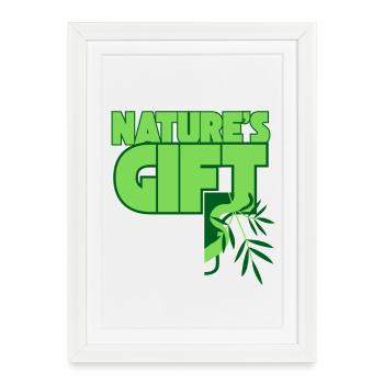 Le cadeau de la nature Vert Bambou - Affiche encadrée (27 × 37 cm) - blanc - Devant