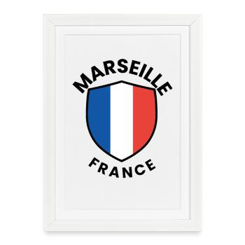 Marseille Flag Shield - Framed poster (27 × 37 cm) - white - Front
