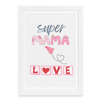 Super Mama - Heart Design - Framed poster (27 × 37 cm) - white - Front
