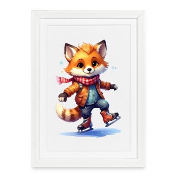 Fox skating - Framed poster (27 × 37 cm) - white - Front