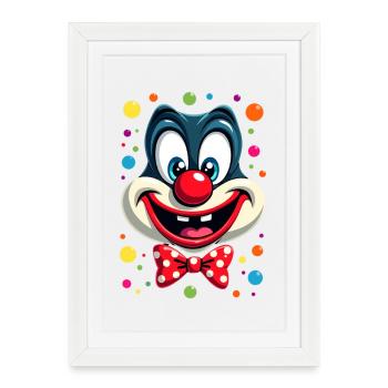 Déguisement de clown de carnaval Carnaval Carnaval - Affiche encadrée (27 × 37 cm) - blanc - Devant