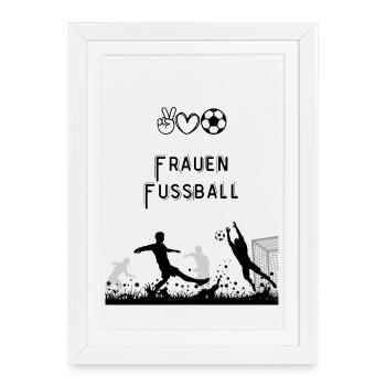 Football silhouette in front of the goal - Framed poster (27 × 37 cm) - white - Front