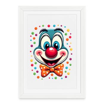 Déguisement de clown de carnaval Carnaval Carnaval - Affiche encadrée (27 × 37 cm) - blanc - Devant