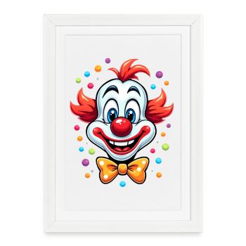 Déguisement de clown de carnaval Carnaval Carnaval - Affiche encadrée (27 × 37 cm) - blanc - Devant