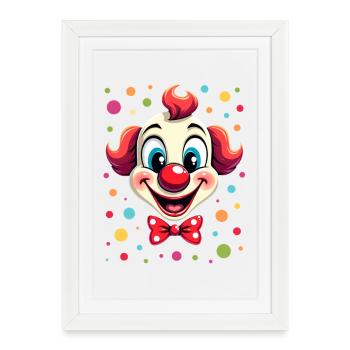 Déguisement de clown de carnaval Carnaval Carnaval - Affiche encadrée (27 × 37 cm) - blanc - Devant