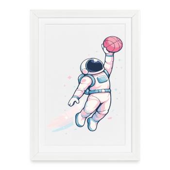 Astronaute Cosmic Hoop - Affiche encadrée (27 × 37 cm) - blanc - Devant