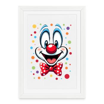 Déguisement de clown de carnaval Carnaval Carnaval - Affiche encadrée (27 × 37 cm) - blanc - Devant