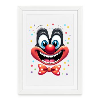 Déguisement de clown de carnaval Carnaval Carnaval - Affiche encadrée (27 × 37 cm) - blanc - Devant