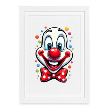 Déguisement de clown de carnaval Carnaval Carnaval - Affiche encadrée (27 × 37 cm) - blanc - Devant