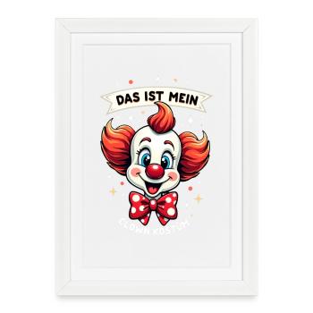 Déguisement de clown de carnaval Carnaval Carnaval - Affiche encadrée (27 × 37 cm) - blanc - Devant