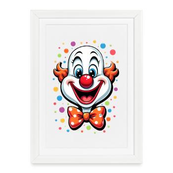 Déguisement de clown de carnaval Carnaval Carnaval - Affiche encadrée (27 × 37 cm) - blanc - Devant