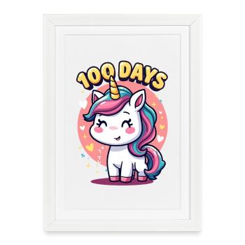 100e jour d’école 100 jour d’école des enfants - Affiche encadrée (27 × 37 cm) - blanc - Devant