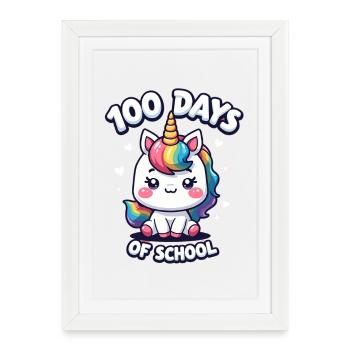 100e jour d’école 100 jour d’école des enfants - Affiche encadrée (27 × 37 cm) - blanc - Devant