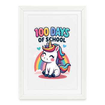 100e jour d’école 100 jour d’école des enfants - Affiche encadrée (27 × 37 cm) - blanc - Devant