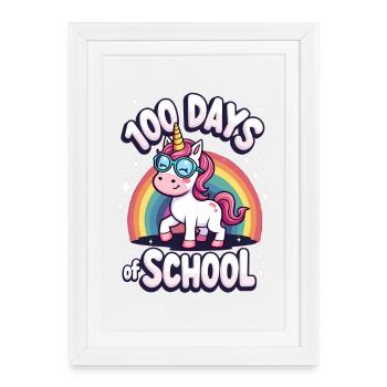 100e jour d’école 100 jour d’école des enfants - Affiche encadrée (27 × 37 cm) - blanc - Devant