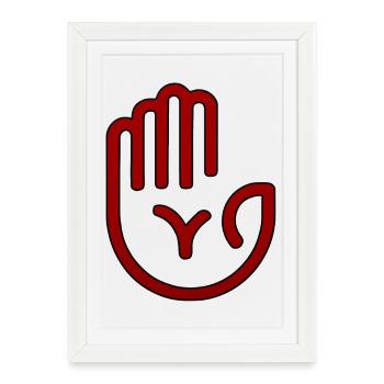 Empreinte de main Red Minimal - Affiche encadrée (27 × 37 cm) - blanc - Devant