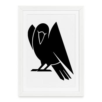Silhouette d’oiseau minimaliste - Affiche encadrée (27 × 37 cm) - blanc - Devant