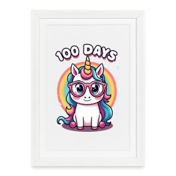 100e jour d’école 100 jour d’école des enfants - Affiche encadrée (27 × 37 cm) - blanc - Devant