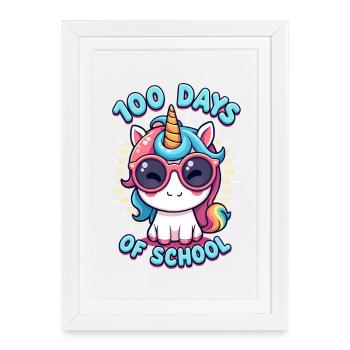 100e jour d’école 100 jour d’école des enfants - Affiche encadrée (27 × 37 cm) - blanc - Devant