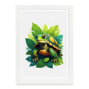 Turtle - Framed poster (27 × 37 cm) - white - Front