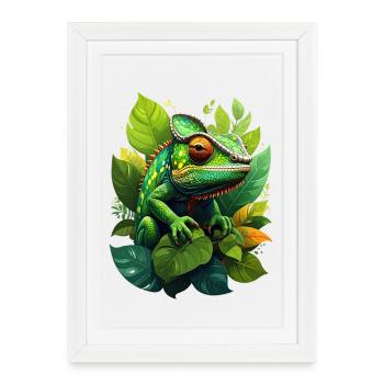 caméléon - Affiche encadrée (27 × 37 cm) - blanc - Devant