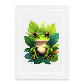 Grenouille - Affiche encadrée (27 × 37 cm) - blanc - Devant