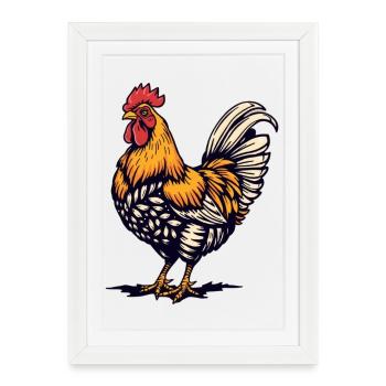 Poulet, poulets, agriculteurs, agriculture - Affiche encadrée (27 × 37 cm) - blanc - Devant