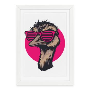 Bouquet avec lunettes de soleil, Nandu, Emu - Affiche encadrée (27 × 37 cm) - blanc - Devant