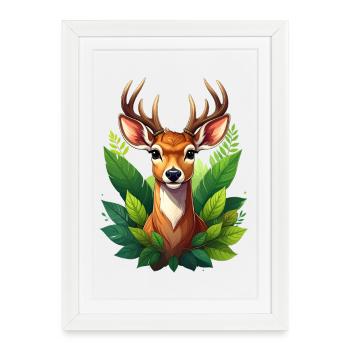 A deer or deer in the forest - Framed poster (27 × 37 cm) - white - Front
