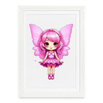 Mignonne Fée Rose - Affiche encadrée (27 × 37 cm) - blanc - Devant