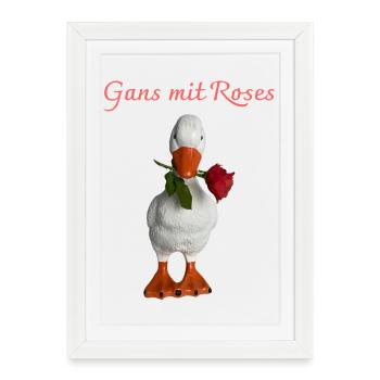 Oie à la rose – Figurine ludique - Affiche encadrée (27 × 37 cm) - blanc - Devant