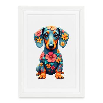 Dackel teckel teckel tekel - Affiche encadrée (27 × 37 cm) - blanc - Devant