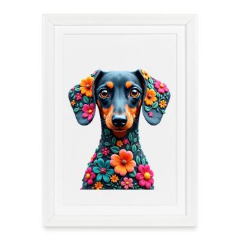 Dackel teckel teckel tekel - Affiche encadrée (27 × 37 cm) - blanc - Devant