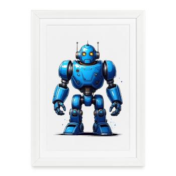Blue robot - Framed poster (27 × 37 cm) - white - Front