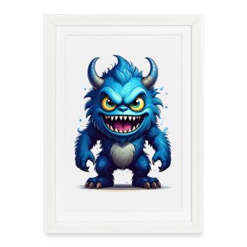 Un monstre bleu effrayant - Affiche encadrée (27 × 37 cm) - blanc - Devant