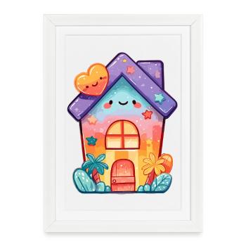 Pastel Kawaii Cottage Design - Framed poster (27 × 37 cm) - white - Front